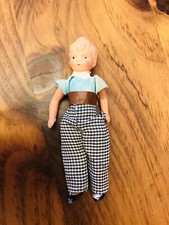 Vintage Little Boy Dollhouse Doll Celluloid Clothes / Painted Shoes