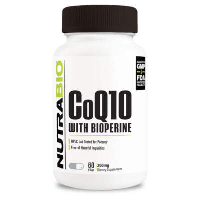 NutraBio - CoQ10 with Bioperine 200mg - Heart Health Supplements - 60 Capsules