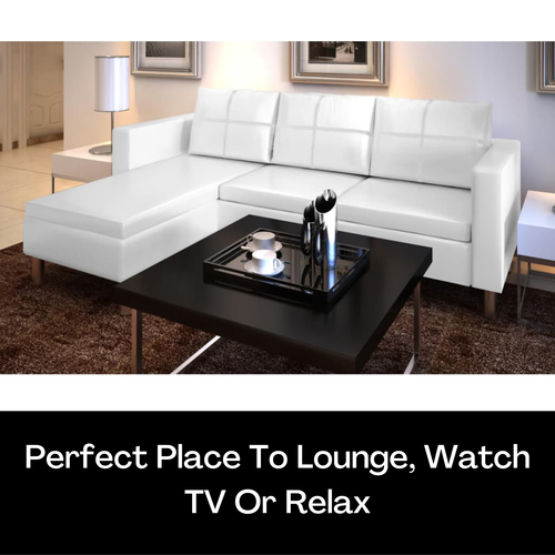 L-Shaped Sofa 3-Seater Artificial Leather Home Couch Lounge Corner Sectional Set - Picture 3 of 13
