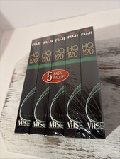 Vintage SEALED 5 Pack Fuji HQ-120 VHS Blank Video Cassette Tapes 6 Hours T-120