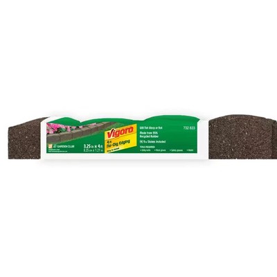 4ft Rubber Roman Stone Flexible No Dig Landscape Mulch Border Edging w/ Stakes