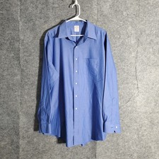 Brooks Brothers Dress Shirt Mens 17 Blue Madison Non Iron Supima Cotton Classic
