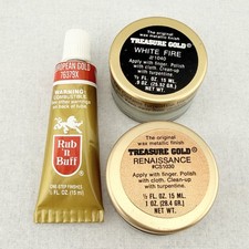 Vtg Orig Wax Metallic Finish Lot Treasure Gol...