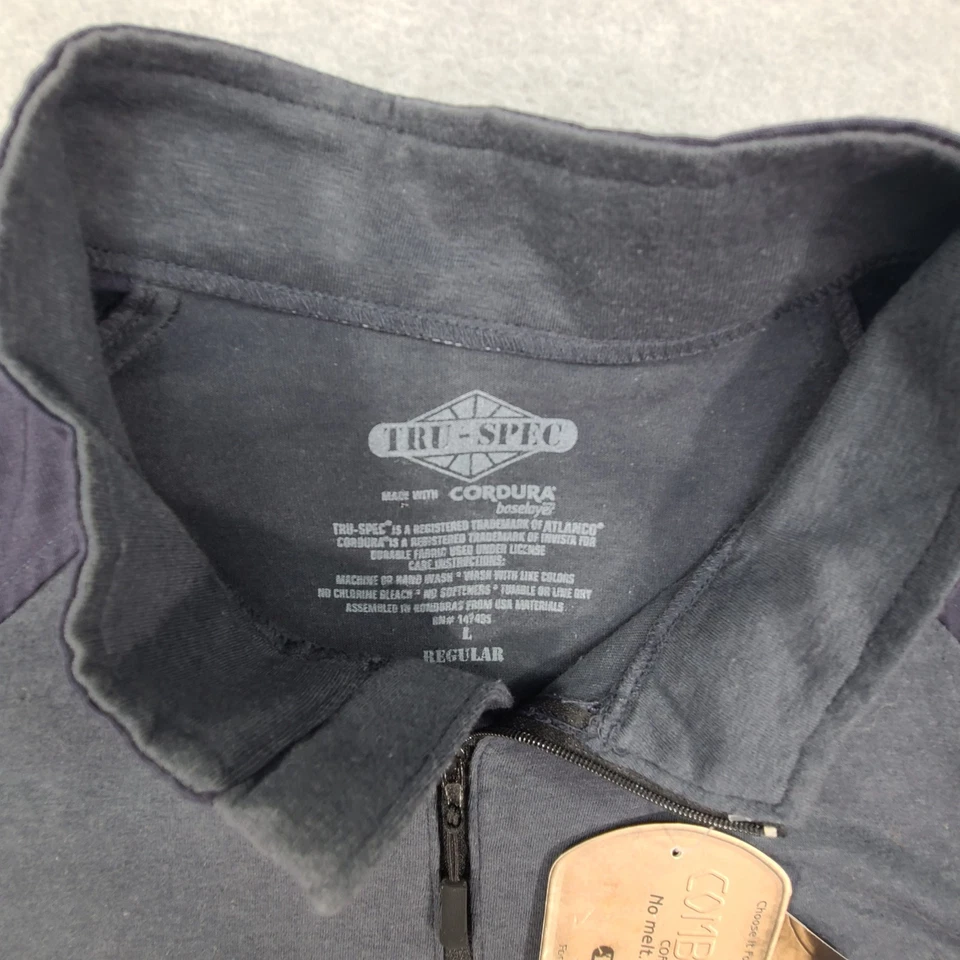 Camisa Tru Spec 1/4 Cremallera Táctica Combate Cordura Capa Base Hombres Grande SS Negra Nueva Foto 3 de 4