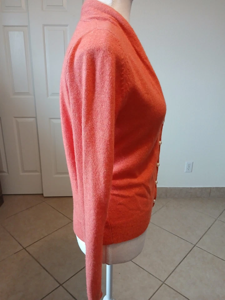 Turrón Mujer Londres Naranja Acanalado Recortado Encogido Suéter Mezcla Lana de Cordero Talla 2 Foto 3 de 4