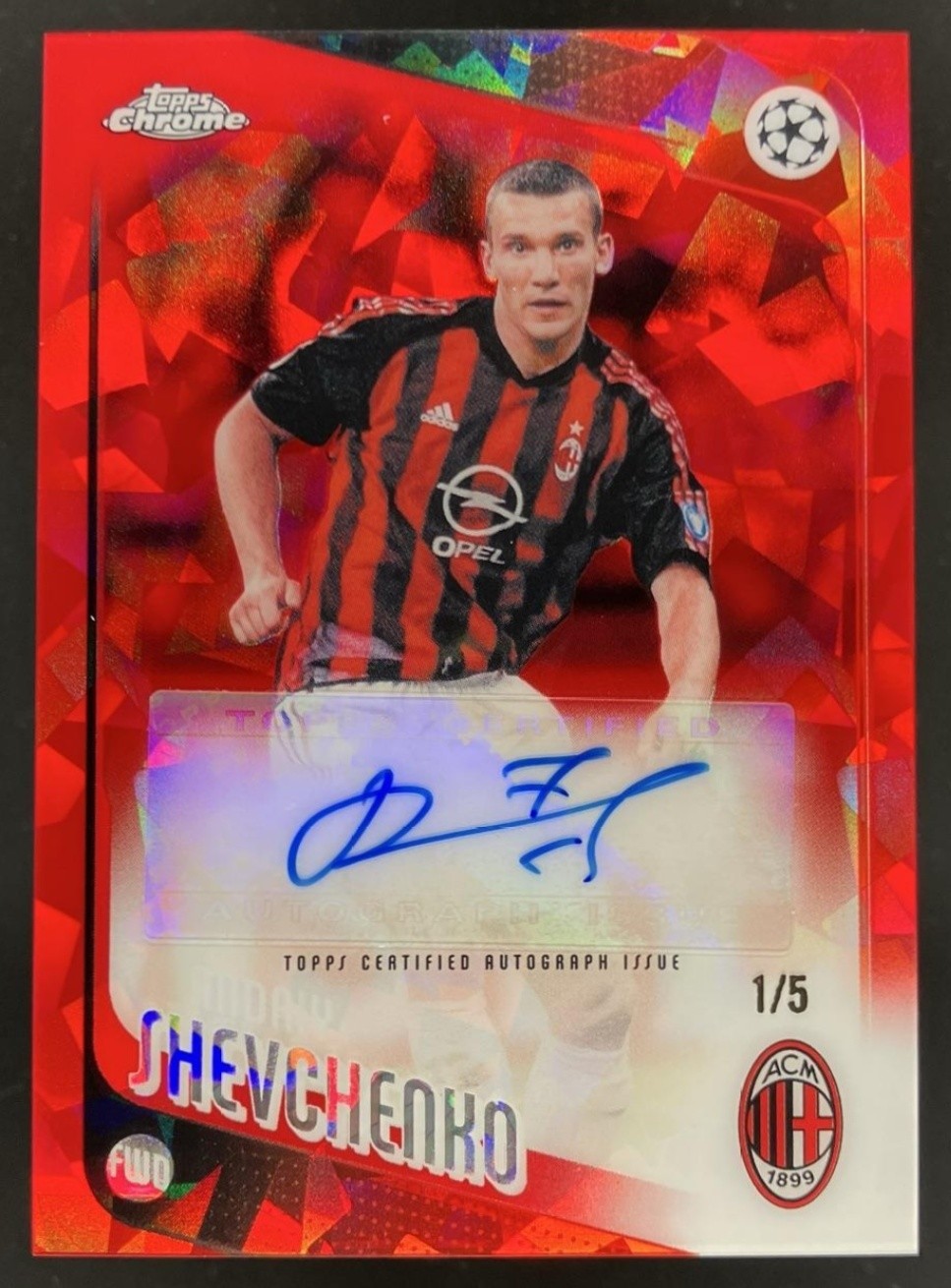 2023 Topps Chrome Sapphire UEFA Club Competitions Andriy Shevchenko Auto Red /5
