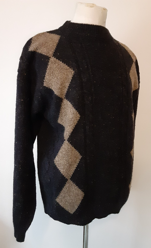 Vintage Woolrich Nottingham Ragg Wełna Argyle Sweter Duży Granatowy Brązowy Marl - Zdjęcie 6 z 12