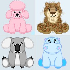 Set Of 4 Webkinz Pink Poodle, Lil Kinz Koala, Hippo, Leopard Virtual Code Only