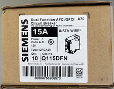 10 PCS Siemens Q115DFN 15A 120V AFCI/GFCI Dual Function Plug-In Circuit Breakers