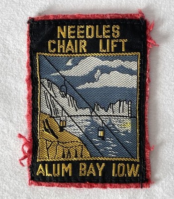 NEEDLES CHAIR LIFT ALUM BAY IOW Vintage Used Sew On Souvenir Cloth Patch #89