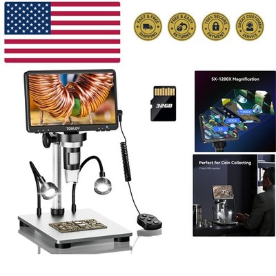 DM9 7'' Digital Microscope: 1080P 1200X Coin Microscope Magnifier, 12MP Ultra-...