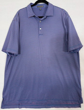 Peter Millar Summer Comfort Golf Polo Shirt Men XL Blue Stripe Performance Logo