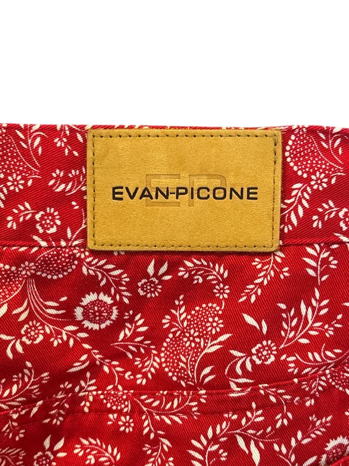 Pantalones Evan-Picone Rojo Floral Sarga - Talla 12 - 100% Algodón - Longitud Recortada - Vi Foto 4 de 4
