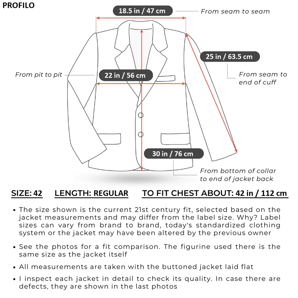 Mens Vintage Italian Tweed Jacket 42R US PROFILO Check Wool Sport Coat Blazer - Image 2 of 4