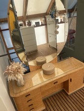 Vintage Schminkspiegel Mit Großem Dreiteiligen Spiegel- Hochwertiges Holz-