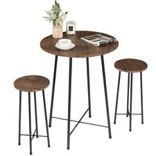 3 Piece Pub Table and Chairs Sets Counter Height Bistro Bar Sets with 2 Barst...