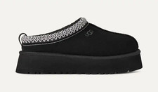 UGG Women  s Black Faux Fur Lined Slip-On Slippers Rubber Sole Round Toe 8