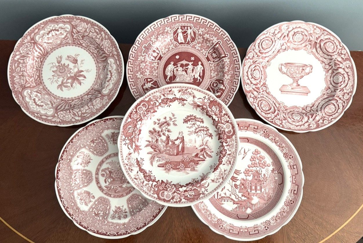 Of 6 Luncheon Plates 9" Cranberry Pink