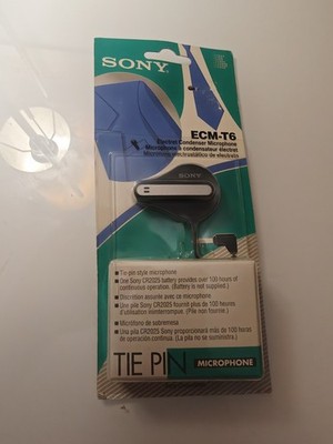 New Old Stock SONY ECM-T6 Electret Condenser Tie Pin Style Microphone Sealed NOS