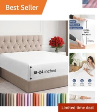 Wrinkle-Free Comfort: Extra Deep Queen Fitted Sheet - Fits 18-24 Inch Mattresses