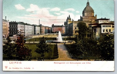 Postcard Leipzig Germany Reichsgericht mit Schmuckplatz und Villen