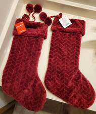 MERRY BRITE 21" LONG PLUSH CHRISTMAS STOCKINGS / NWT  / 4 EACH