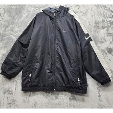 VINTAGE Y2K Nike Jacket Mens XXL Black Full Zip Puffer Windbreaker Streetwear