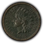 1865 1c Indian Head Small Cent - AU - SKU-Y6273