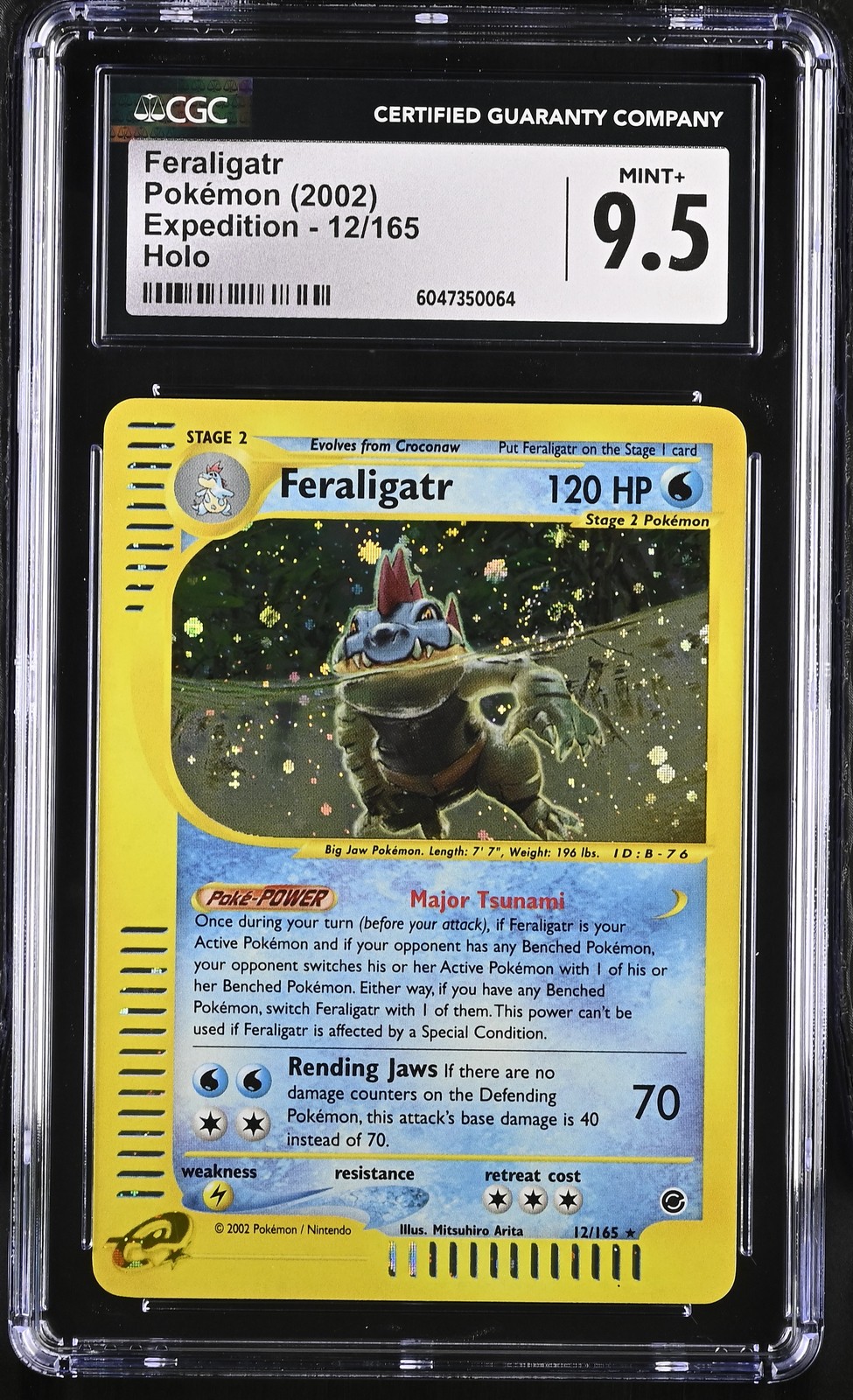 CGC 9.5 MINT+ Feraligatr 2002 Expedition 12/165 Holo SWIRL Pokemon Card 