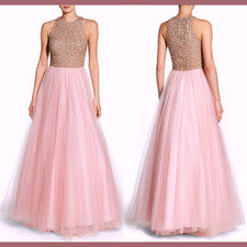 NWT Glamour By Terani Couture  10  Embellished Tulle Ballgown Nude/Pink M243