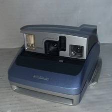 Polaroid One 600 Instant Camera Folding Polaroid Silver/Blue UNTESTED For Parts