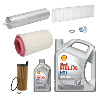 6L SHELL HELIX HX8 FULL FILTERS SERVICE KIT FOR MINI COOPER D PACEMAN 1.6 12-16