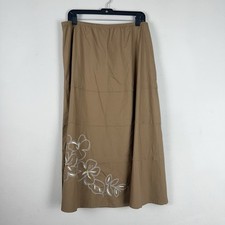 Talbots Petites Women's Floral Embroidered Skirt Size M Brown