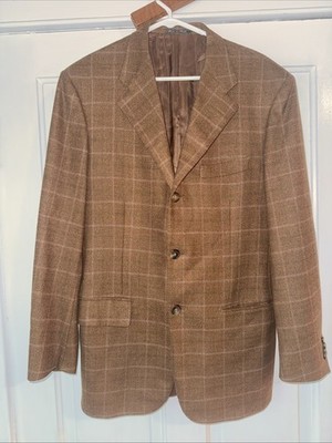 Corneliani Men s Brown Plaid Wool/Cashmere Blend Jacket Blazer 50R