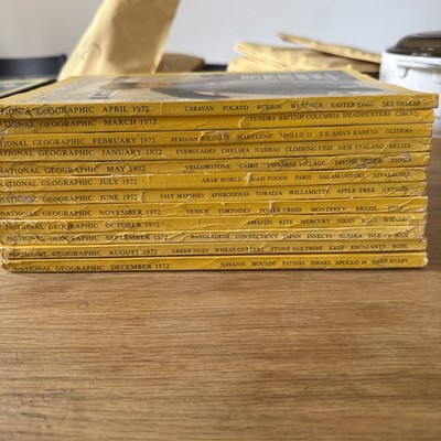Vintage 1971 National Geographic Magazines Complete Year Lot of 12 Issues Maps