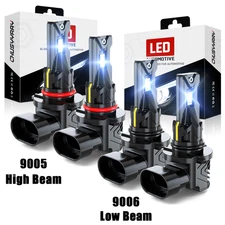 Fit Honda Accord 2003-2007 LED Headlight 4 Bulbs White High/Low Beam 9005 9006