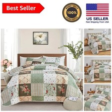 Lightweight Microfiber Floral Plaid Quilt Set for -Round Style and Comfort