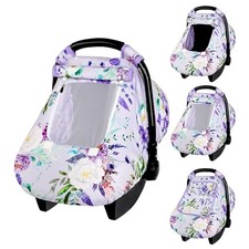 Car Seat Cover Baby Girl, Warm Winter Carseat Cover for Baby, purple floral
