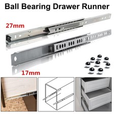 17mm/27mm BALL BEARING DRAWER RUNNERS FOR GROOVED DRAWER SIDES CHEST OF DRAWERS
