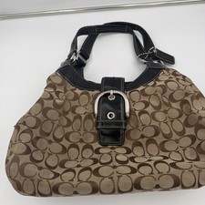 Borsa Coach Soho Lynn grande firmata Hobo F15083 Y2K marrone nero bordo in pelle