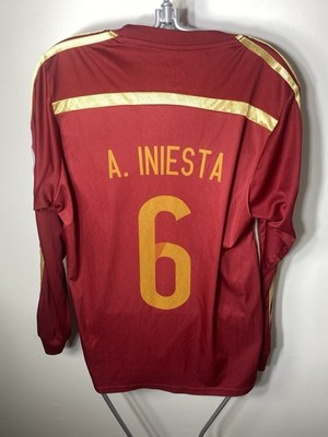 Adidas 2014 Spain A.Iniesta #6 Home World Cup Soccer Long Sleeve