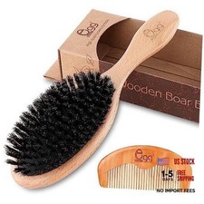 Boar Bristle Hair Brush for Women Men - Soft Natural Bristles - Black
