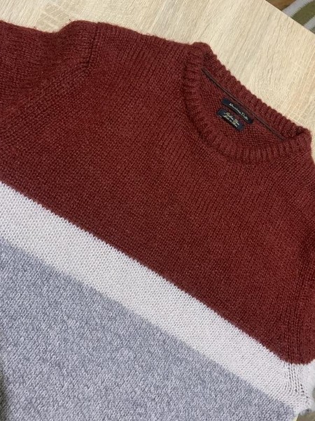 Men Massimo Dutti Sweater Burgundy Wool M