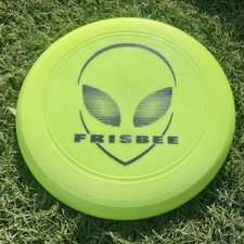 10" Neon Green T-16 plastic wham-o Brand frisbee green alien good condition used