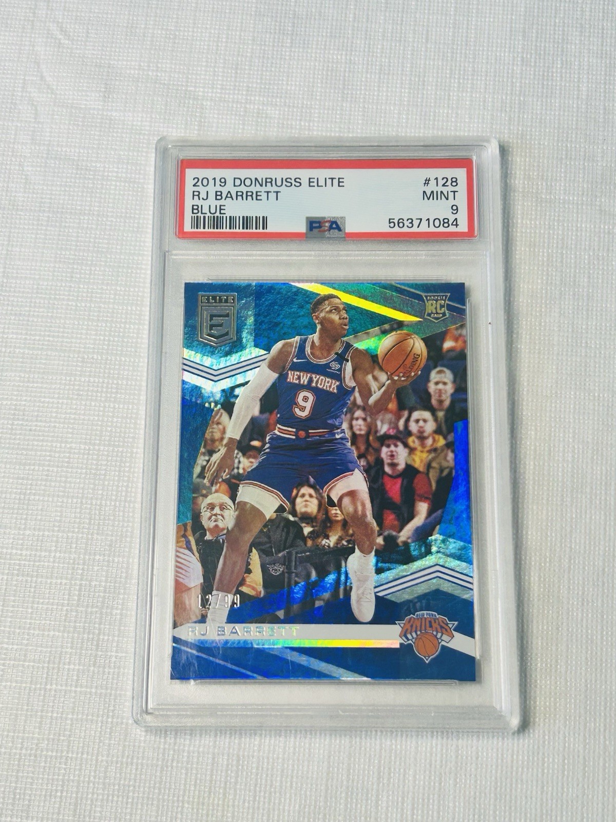 2019-20 Donruss Elite Rookies RJ Barrett Blue /99 RC #128 PSA 9