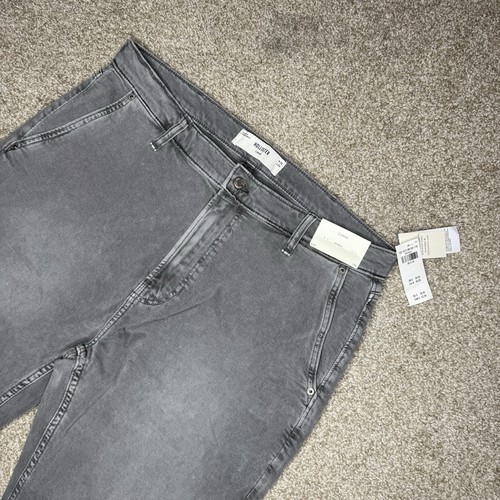 Jeans uomo Hollister larghi nuovi con etichette taglia 36x34 grigio stone wash vestibilità ampia - Foto 4 di 13