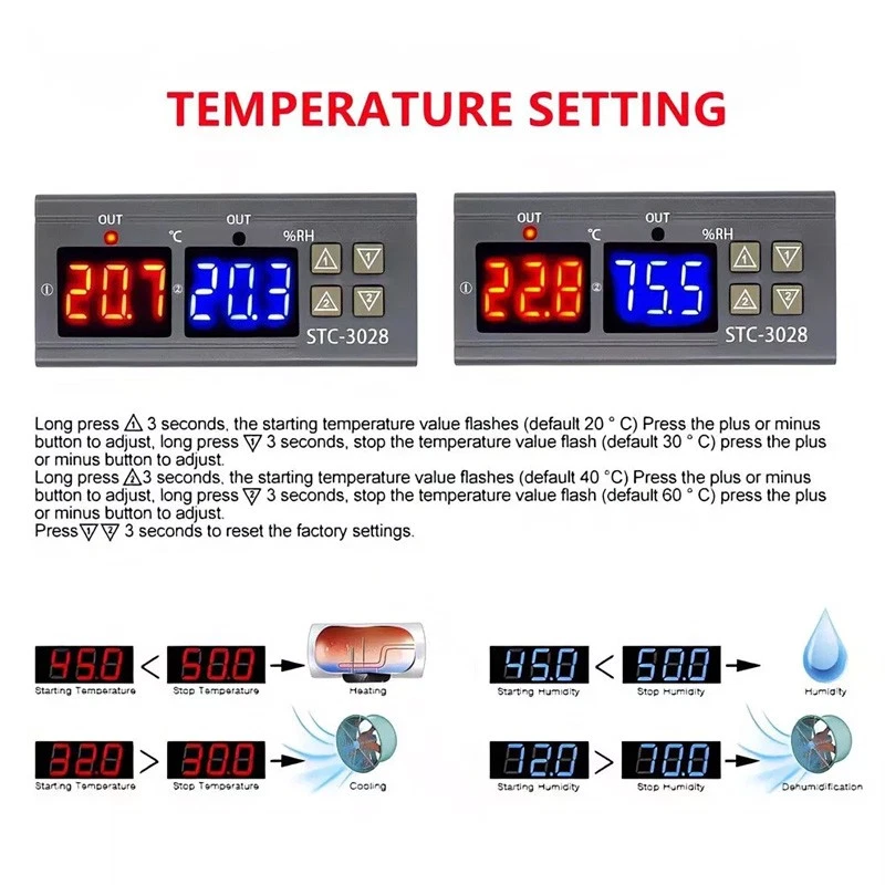 Automatic Digital Incubator Temperature Humidity Controller Thermostat Dual LCD - Image 4 of 4