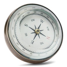 Kompass aus Messing antik mit geschliffenem Glas 8cm Taschenkompass Peilkompaß