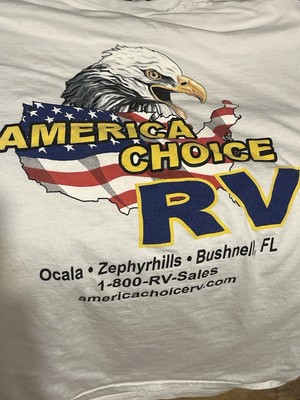 America Choice RV Shirt Eagle USA Map Gildan Heavy Cotton L Ocala FL Promo Tee