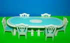 Vtg Playmobil 5339 White & Blue Table & 6 Chairs Victorian Wedding Reception